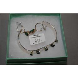 Selection of brand new sterling silver including emerald cut gemstone bangle and a pair of tear drop