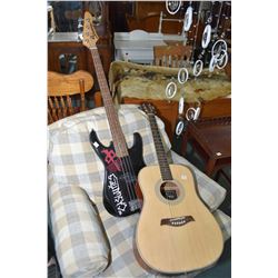 An Academy ACG 41N acoustic six string guitar and a Vantage electric bass