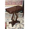 Image 1 : Antique mahogany fold over occasional table with lyre pedestal