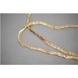 Ladies 14kt yellow and rose gold double strand braided neck chain, 16" and 17" in length. Retail rep