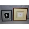 Image 1 : Framed moose tufted bird on a stalk and a framed piece of scrimshaw signed by artist Oslender 1982