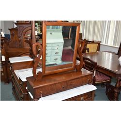 Antique two drawer dresser top vanity mirror