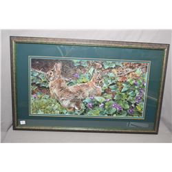 Two framed limited edition prints including "Violet Trails and Cottontails" pen signed by artist Car