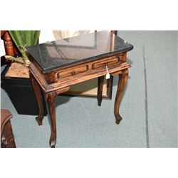 Antique reproduction single drawer and marble top console table