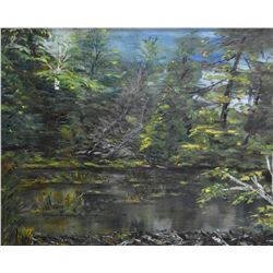 Framed oil on board painting marked on verso "Beaver Dam, Millbrook, Ontario, William Goodrich Rober