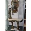 Image 1 : Highly decorative gilt metal and marble console table with underlighting, matching mirror plus a thr