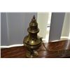 Image 2 : Capodimonte five branch porcelain and brass ceiling fixture and an antique brass thurible for incens