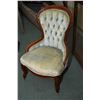 Image 2 : Three piece button tufted parlour suite including settee and his and hers parlour chairs, with carve
