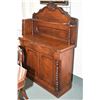 Image 1 : Small Victorian two door, single drawer sideboard with curved drawer front, barley twist supports, a