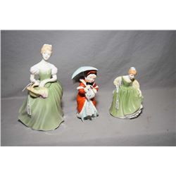 Three Royal Doulton figurines including Clarissa HN2345, Fair Maiden HN2211 and Miss Muffet HN1936