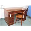 Image 1 : Antique mahogany double pedestal desk, appears to be original hardware and finish, each drawer indep