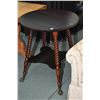 Image 1 : Two tier occasional table, 26" in diameter with twist supports and cast and glass ball and claw feet