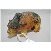 Image 1 : Carved yellow gold Amber grizzly bear, 4" in length and 1 1/2" wide