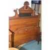 Image 2 : Antique four drawer mirrored dresser with basin drop and candleholders plus an Eastlake 50" headboar