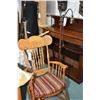 Image 1 : Modern pressed back rocker and a vintage turned wood bridge lamp with cast fixture