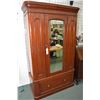 Image 1 : Victorian mahogany wardrobe with storage in base in mirrored door