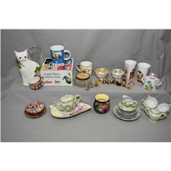 Selection of collectibles including child's lustreware tea set, Wade figurines, English made vase, h