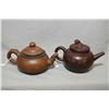 Image 1 : Purple clay "Root top" stamped teapot and a purple clay teapot incised "Silent Spring" both pots are