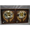 Image 1 : Two vintage trading shell collages in framed shadowboxes, overall dimensions 17" X 16"