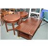Image 1 : Set of two mahogany living rooms tables including coffee table with undershelf and round side table 