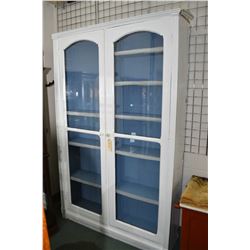Antique shabby chic two door multi-shelf display cabinet, overall height, 86" preportedly started li
