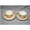 Image 1 : Pair of antique Minton bone china cups and saucers. Decorated with gilt borders, scrolls, stylized f