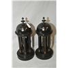 Image 1 : A pair of antique bronze and slate garnitures, 13" in height