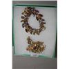 Image 1 : Selection of vintage costume jewellery including signed Sherman brooch with red aurora borealis ston