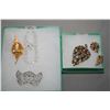 Image 1 : Signed Sherman champagne Aurora borealis leaf shaped brooch and matching signed Sherman earrings plu