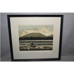Limited edition vintage framed print 33/62 titled "Waterfowl Lake, Jasper-Banff Highway signed by ar