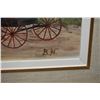 Image 2 : Framed acrylic on board painting of a harvest scene with horse, initially by arist B.H, 18" X 24"