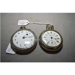 Two antique pocket watches including 15 jewel Woodruff & Son, Woodstock, Ontario, enamelled dial wit