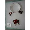 Image 1 : Selection of brand new sterling silver including bangle and four red cherry amber pendant