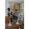 Image 1 : Two nickel plated five branch candle holder 33" in height and a brass floor standing sheet music hol