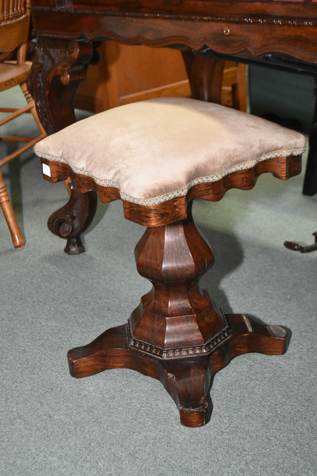 Antique adjustable organ stool