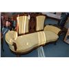 Image 1 : Antique Victorian large two seater settee with ornate carved and reupholstered in gold velvet uphols