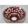 Image 1 : Brand new Jewellery store inventory Bohemian crystal ruby etched to clear bowl, 9 1/2" in diameter a