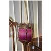 Image 2 : Selection of antique lighting including cast bridge lamp and two single globe hanging fixtures