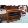 Image 1 : Victorian mahogany narrow sideboard with open shelves, two drawers and backboard supported by barley