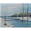 Image 1 : Framed oil on board painting of a winter river scene signed Manly MacDonald and marked on verso "Don
