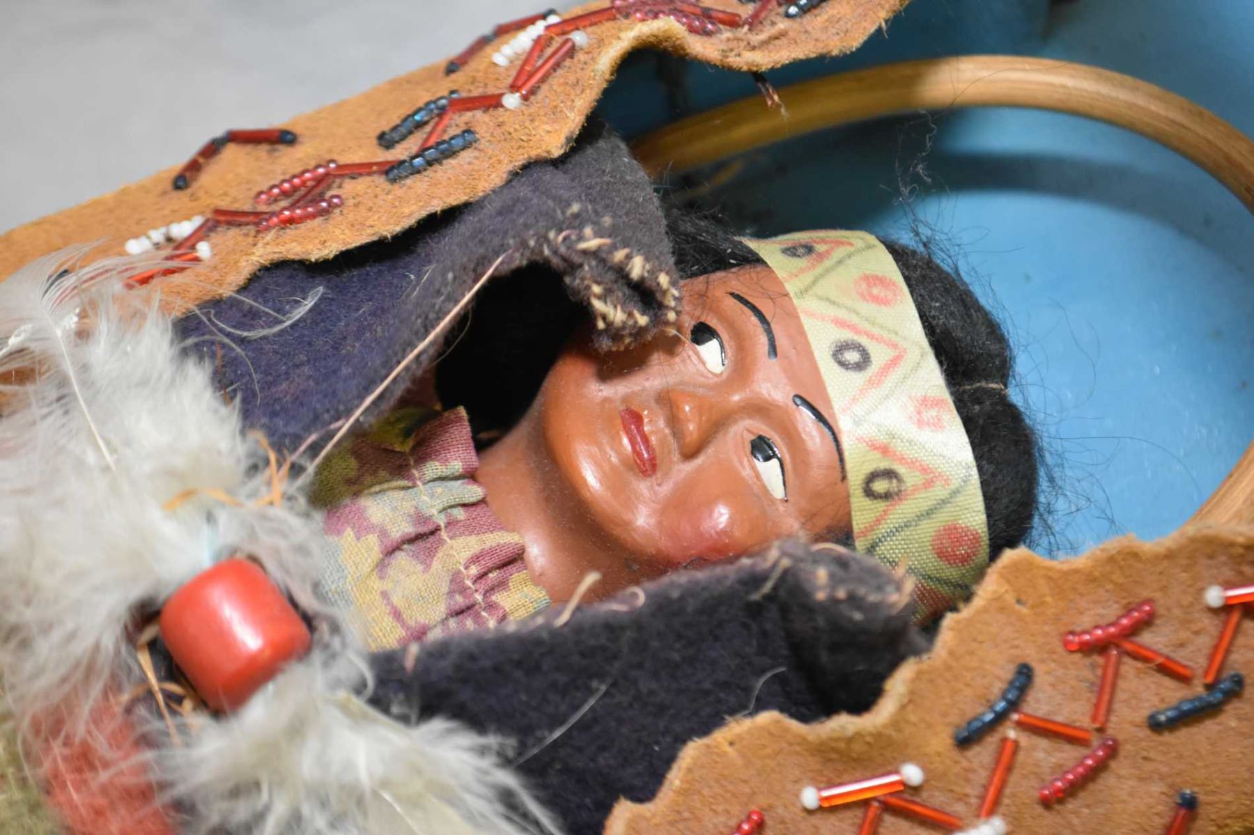 vintage indian doll with papoose