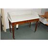 Image 1 : Marble top washstand with two faux drawers and porcelain castors, perfect for repurposing for bathro