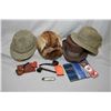 Image 1 : Selection of gent's vintage hats including R.C.M.P 100% muskrat hat, an "Oilman" suede hat made by J