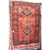 Image 1 : 100% wool area carpet with triple medallion, wide border, red background, accented in dark green, ru