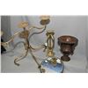 Image 1 : Twenty glass table vases/candleholders plus seven glassed pottery vases, a large three branch candle