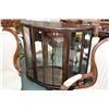 Image 1 : Vintage walnut display cabinet with large center glazed door and glass side panels, note sans shelve