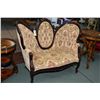 Image 1 : Mid 20th century Victorian style heavy brocade cameo back settee with carved show wood