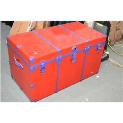 Vintage metal painted steamer trunk