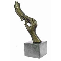 Modern Art Two Hands Bronze Sculpture on Marble Base Figure