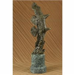 Very Large Two Flying Eagle Bronze Sculpture on Marble Base Figurine